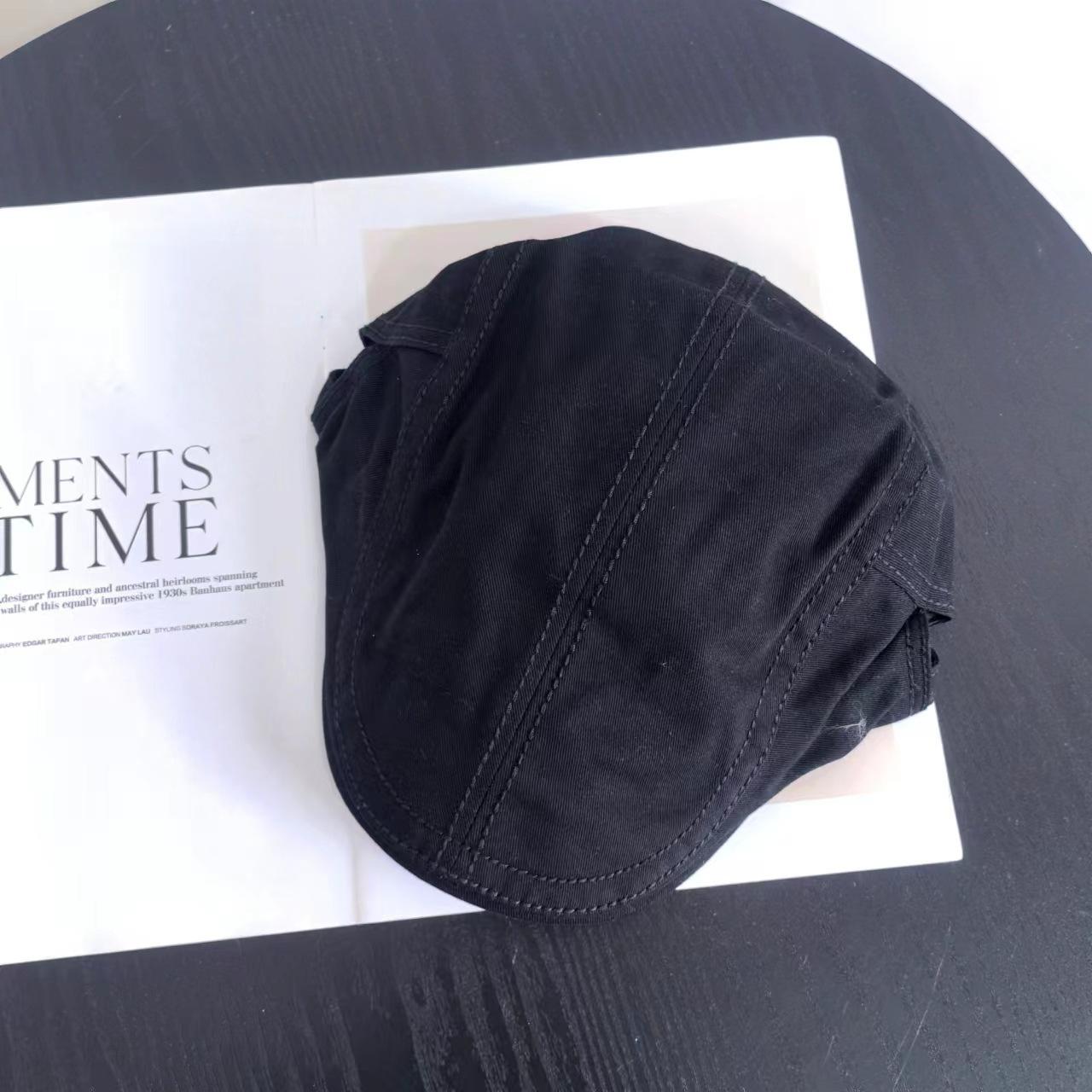 

Шапка с ароматом утки, большая окружность головы, универсальная весенне-осенняя шапка-берет для мужчин и женщин, шляпа на все времена года для женщин M（56-58cm） чёрный