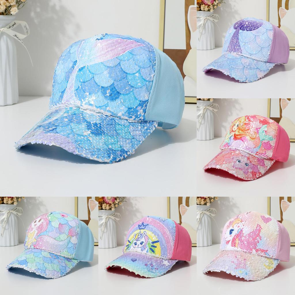 Einhorn Kinder Meerjungfrau Sonnenhut mit Sonnenschutz und winddichten Eigenschaften für den Außenbereich