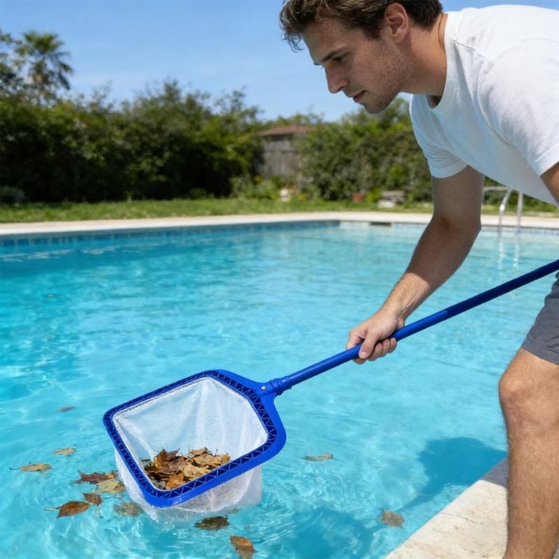 Durable Pool Leaf Skimmer Featuring Deep Nylon Net And Aluminum Frame For Effective Swimming Pool Maintenance