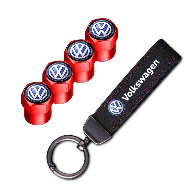 Für VOLKSWAGEN VW Auto Reifen Rad Ventilkappen Abdeckung Wildleder Auto Schlüsselanhänger Ring Schlüsselanhänger Für Volkswagen GTI Golf Tiguan Jetta Transpo