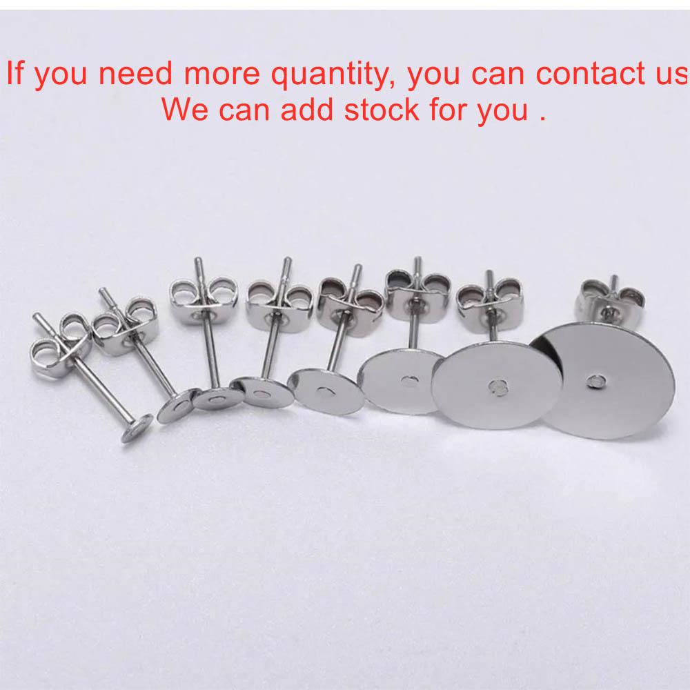20-100 teile/los Gold Edelstahl Blank Post Ohrring Bolzen Basis Pins Mit Ohrring Stecker Erkenntnisse Ohr Zurück Für DIY Schmuck Machen