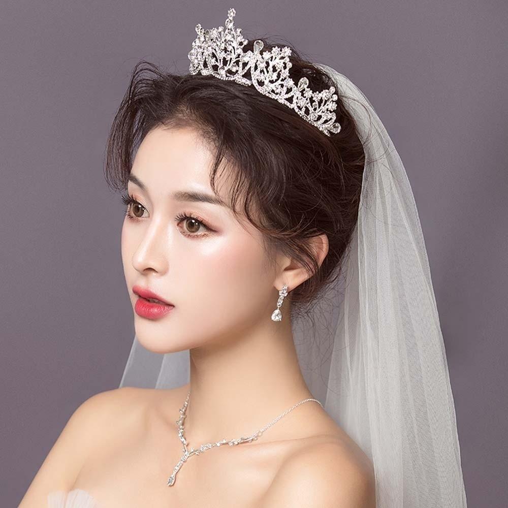 Shiny Silver Floral Crown Elegant Princess Rhinestone Tiara Crown Hair Accessory  Photography Props