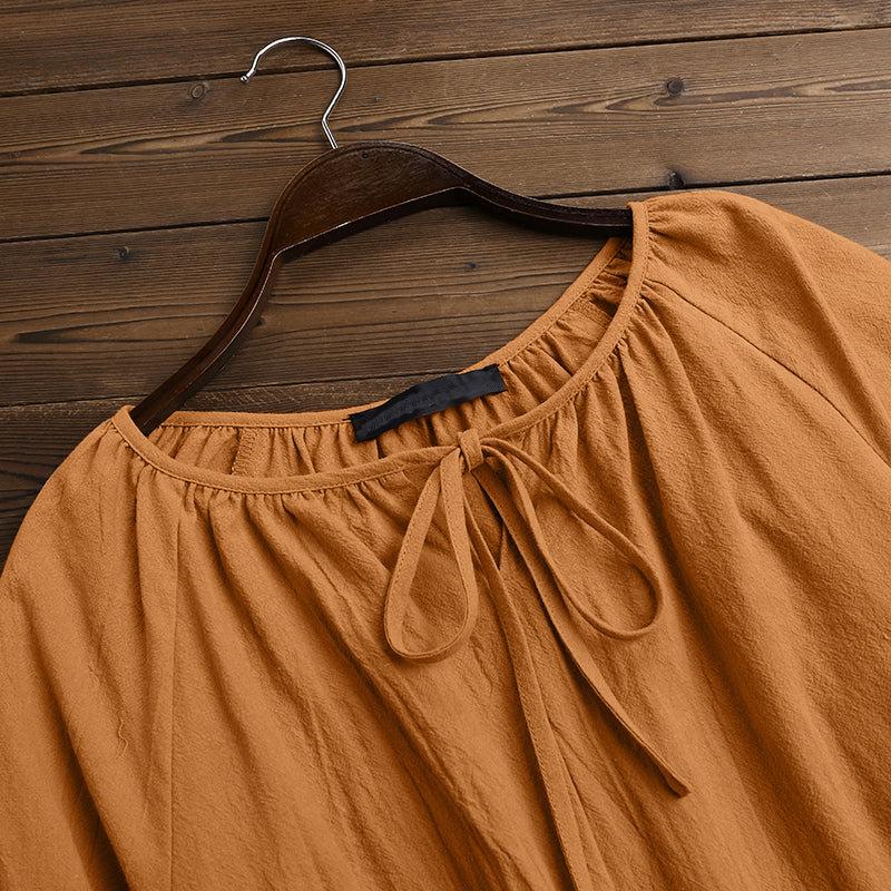 2022 Spring Casual Urban Cotton Crew Neck Loose Fit Women's Pullover Shirt