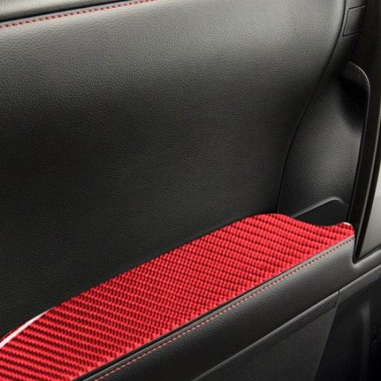 4pcs Red Carbon Fiber Interior Door Armrest Panel Cover For Toyota 4Runner 10-20