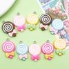 10 Multicolor Resin Bow Lollipop Charms for DIY Jewelry