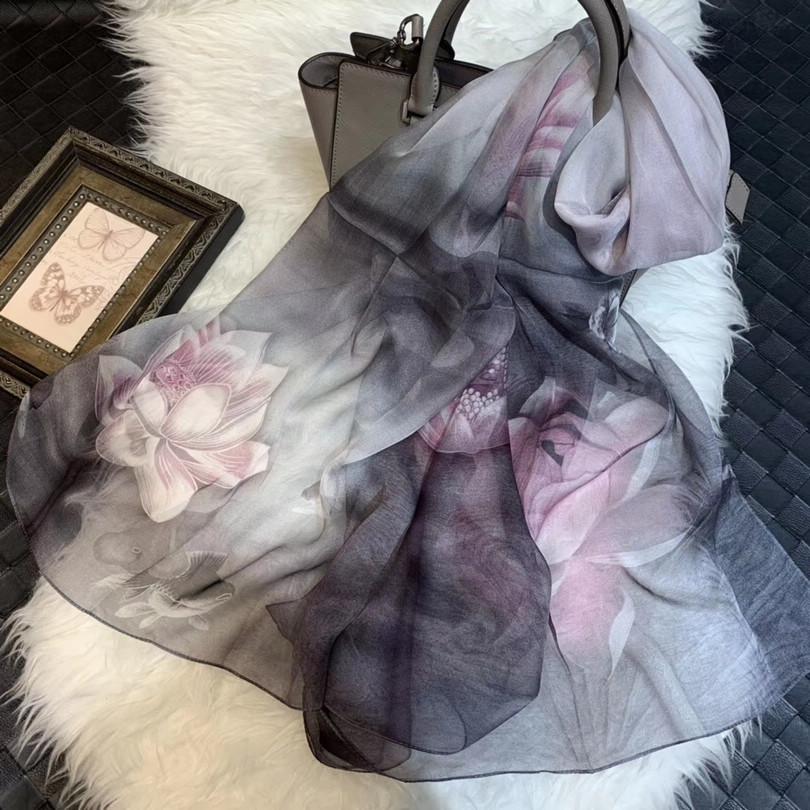 

[BYSIFA] Black Roses Silk Scarf Shawl Women Spring Autumn Floral Design Long Scarves New Brand 100% Scarf Foulard 180*110cm