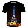 Novelty France Paris Eiffel Tower 3D Graphic Tees Y2k Men Women Short Sleeve Street Tshirt Kids Casual Oversized Tops Clothing