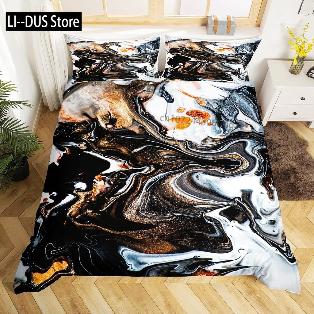 Nordic Marble Pattern White 3D Bedding Set Duvet Cover Pillowcase Bedclothes Single Twin Full Queen King Size POD Dropshipping