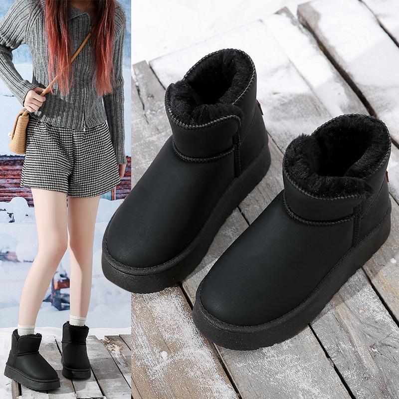 25 snow boots women's winter velvet thickened warm cotton shoes soft sole non-slip thick sole short boots Northeast cotton boots