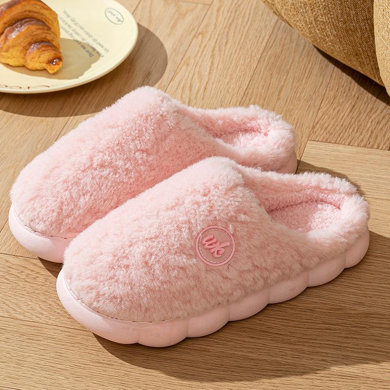 Plush cotton slippers autumn and winter 2025 new indoor home non-slip thick-bottomed warm cotton slippers