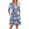 Women's Fashion V-neck Casual Beach Dress Three-quarter Sleeves Floral Print Dress
