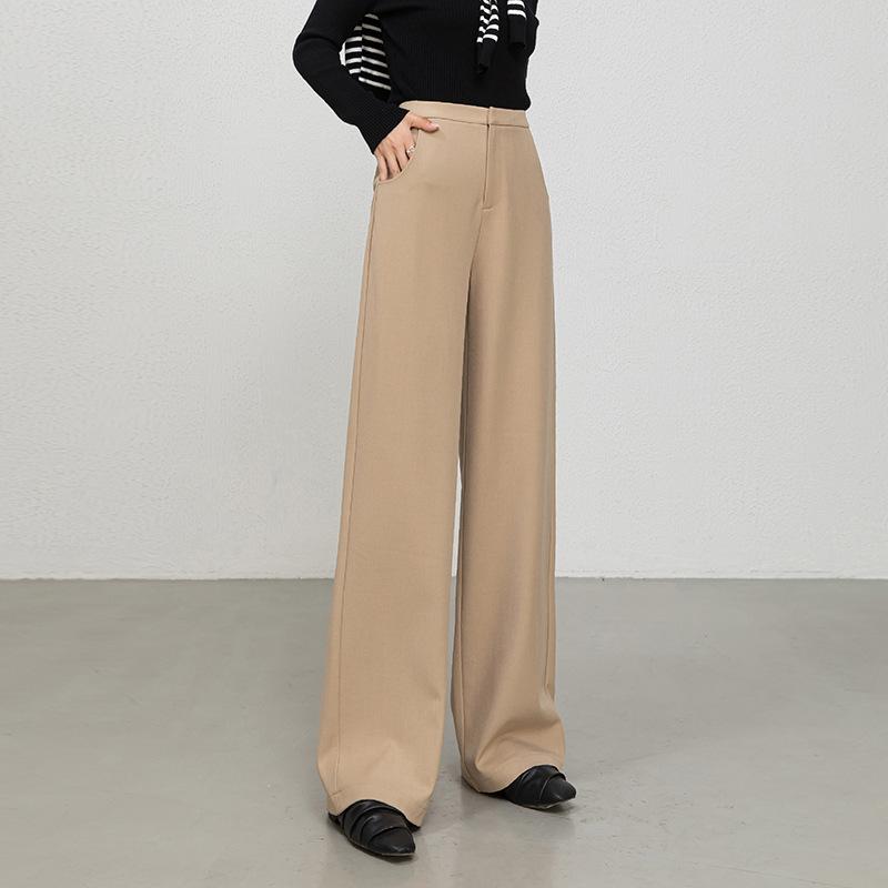 1116 Autumn Tencel Wool Wide-leg Pants Women's High-waisted Straight-leg Pants Loose and Thin Versatile Fashion Suit Pants