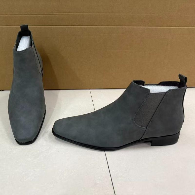 Men's Chelsea Boots Business Ankle Boots British Style Suede Leather Shoes Plus Size Slip On Shoes Fashion Pointed Toe Men Boots