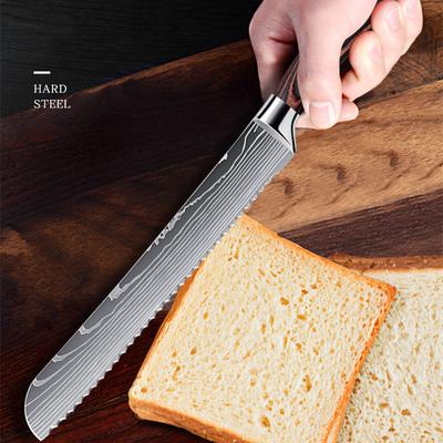 8 inç Lazer Desen Paslanmaz Çelik Testere Dişi Dilimleme Bıçağı Tost Ekmeği Bıçağı Kek Bıçağı Pişirme Aracı