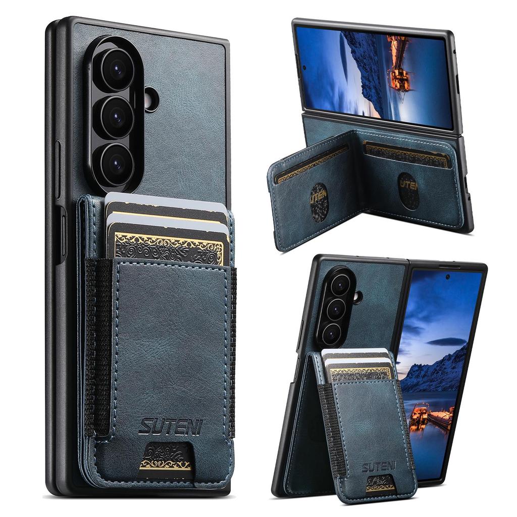 SUTENI Oil Wax Texture Leather Case with Card Slot & Stand for Samsung Z Fold 7/6/5