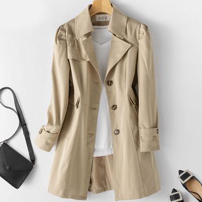 Frühling Frauen Windjacke Solide Drehen-unten Kragen Jacke Plus Größe Mantel Chic Streetwear