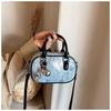 IELGY Korean Style Denim Sequined Portable Bowling Bag Contrast Color One-Shoulder Messenger Small Square Bag