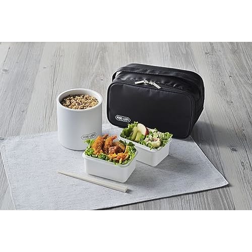 Pearl Metal Home Label HC-8 Lunch Jar, 520ml Stainless Steel Rice Container with Bag, Insulated, White