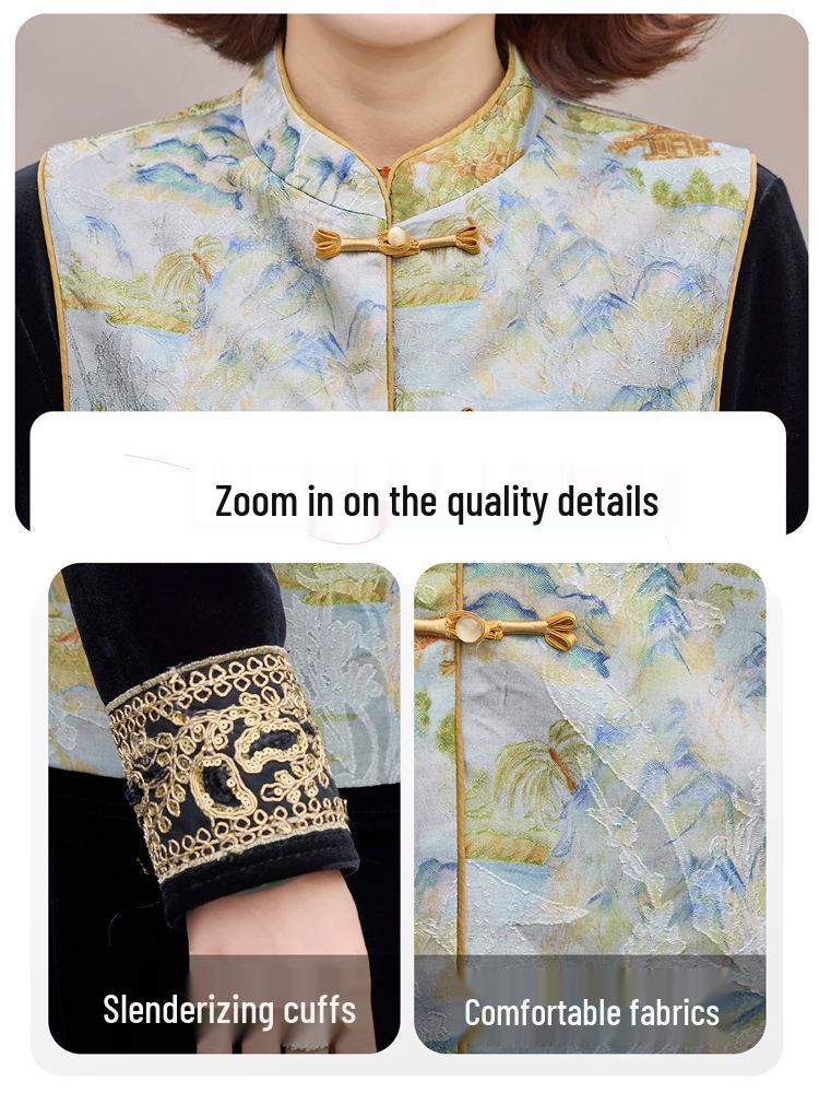 2026 New Chinese Style Spring Suit: Three-Piece Set for Middle-Aged and Elderly Women