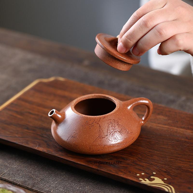 160ml Chinese Yixing Purple Clay Teapot Kettle Handmade Stone Scoop Tea Pot Beauty Tea Infuser Household Zisha Tea Set Gifts