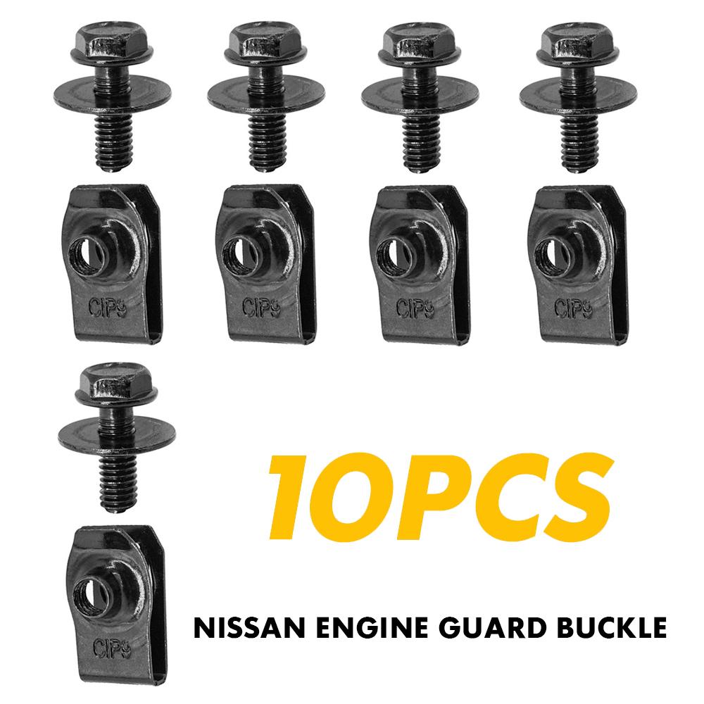 

Car Body Bolts & U-nut Clips M6 Engine Under Cover Splash Shield Guard For Nissan QASHQAI Rogue Sport Juke Almera Leaf Frontier 10PCS