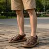 Sandales pour Hommes Respirantes Cuir Creux Bout Fermé Anti-Odeur Nouvelles Semelles Souples Antidérapantes Résistantes à l'Usure Chaussures d'Extérieur pour Plage pour Adolescent