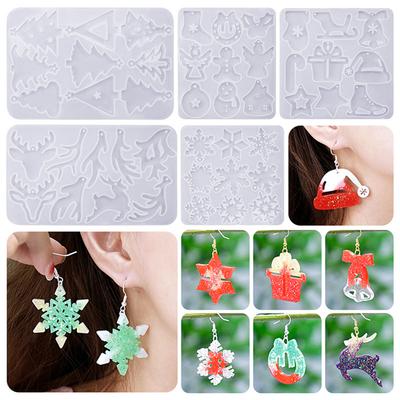 Jewelry Mould Silicone Resin Mold Christmas Epoxy Resin Moulds for Pendant Earrings Necklace Jewelry Making DIY Crafts