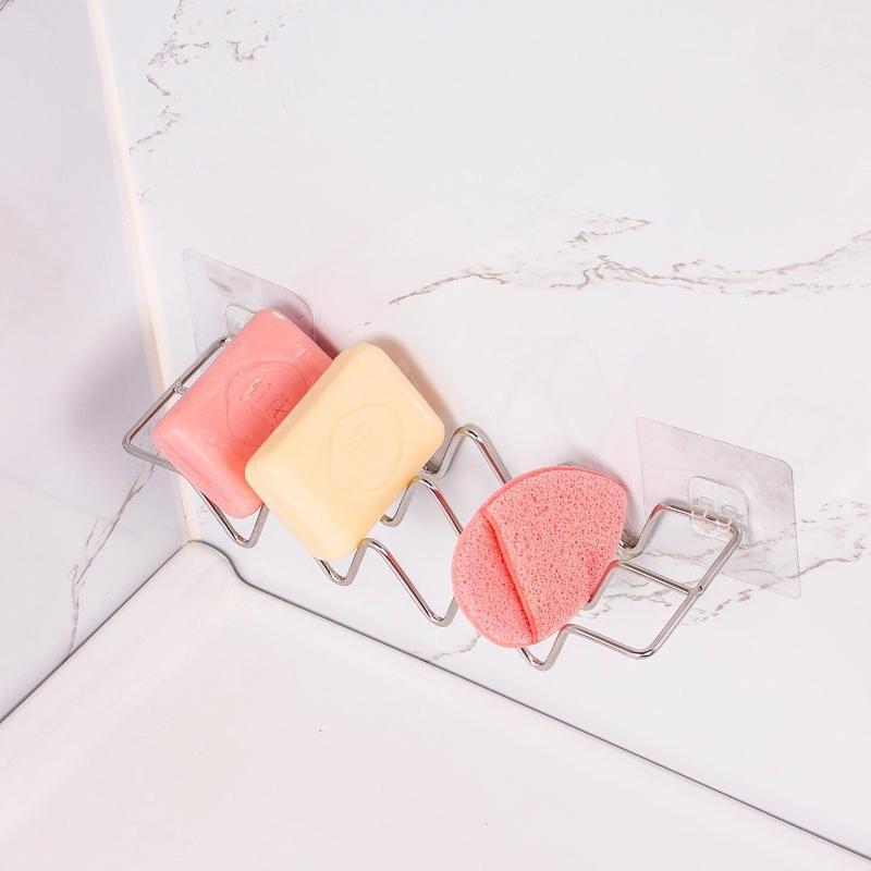 Stainless Steel Soap Holder Minimalist Bathroom Soap Dish Kitchen Sponge Steel Wire Ball Storage Soap Holder 1Pc