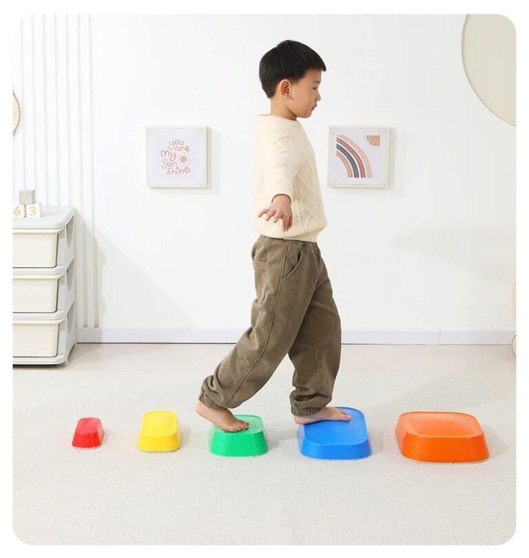Sensory Path River Stones Children Balancing Stones Stepping Stones for Children Motor Skills and Coordination Colorful 6 Pcs