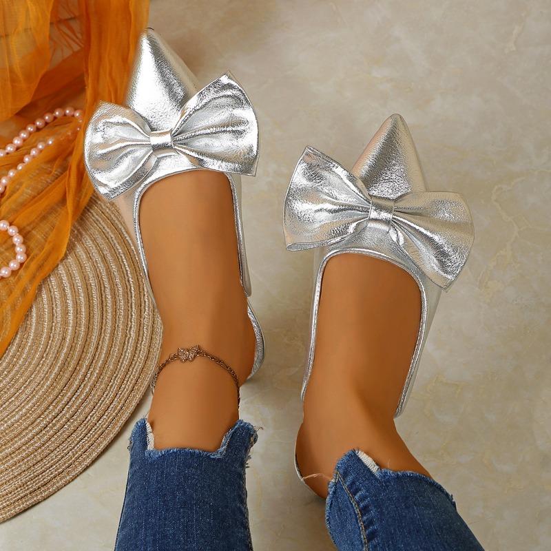 Summer new large size bow pointed half slippers flat bottom lazy bag head slippers women