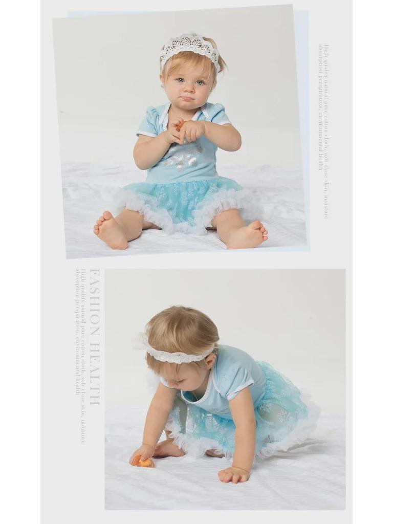 New Summer '02 Baby Frozen Two-Piece Dress: Short-Sleeved Top with Wings and Skirt