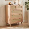 Kommode 5 Schubladen - LUMINARIX - Naturholz - Rattan - 60 x 34 x 91 cm - Schicke Eleganz - MDF