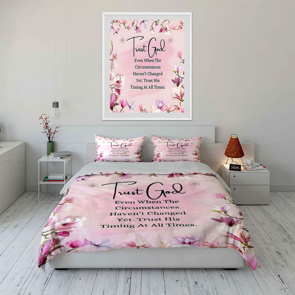 Floral-Inspired Faith Wall Decor Kid'S And Adults' Bedroom Decor, Exquisite Three-Piece Bedding Set Gift