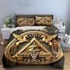 Golden Eye Triangle Decor Set Bedding Set With 1 Duvet Cover 2 Pillowcases Single Double King Queen, Gift