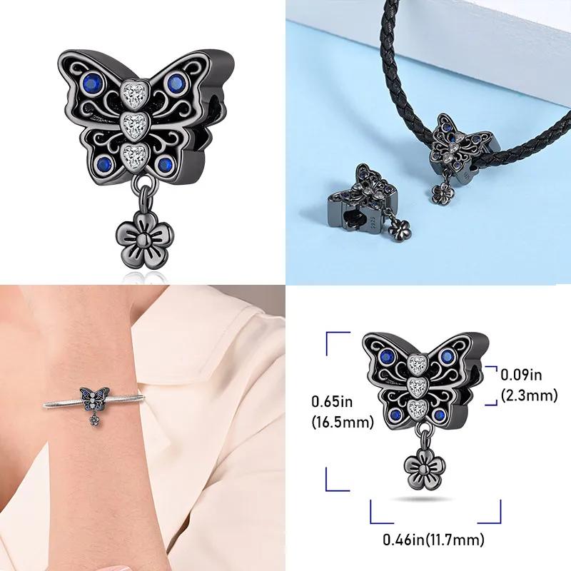 Copper Colors Gold Butterfly Black Flower Charms Beads Fit Original Bracelet Diy Fine Jewelry Gift For Women