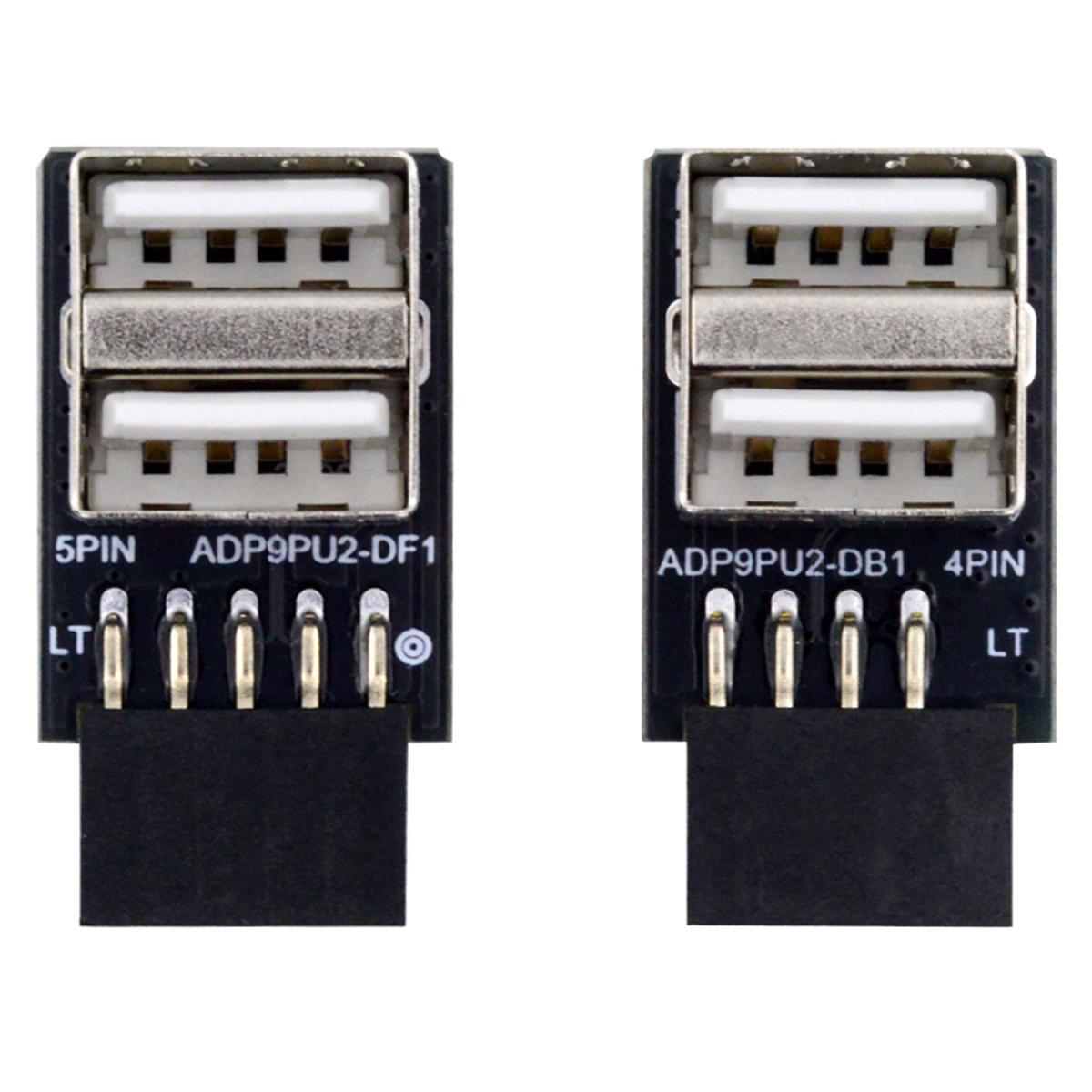 

U2-029-AF002 2Pcs/Set 9Pin 10Pin Motherboard Female Header to Dual USB 2.0 Female Adapter Horizontal Type As Shown A