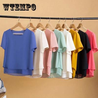 Chiffon Shirt Women's Short -sleeved Summer Large -size Shirt Women's Loose Top