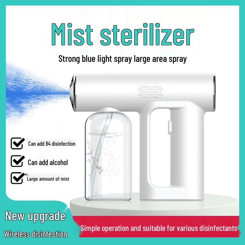 Handheld Wireless Nano Atomizing Disinfection Spray Gun with Blue Light Sterilization and USB Charging