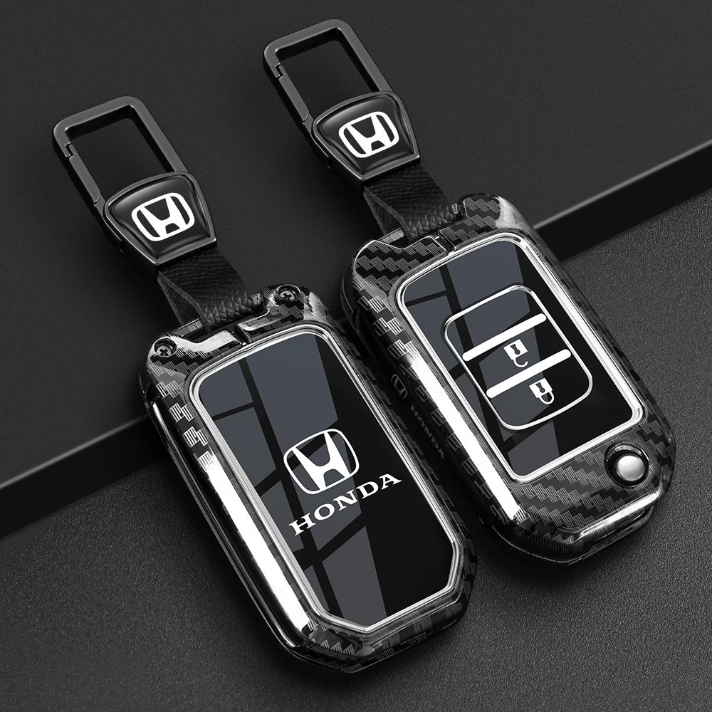 Carbon Fiber TPU Car Key Case Cover Protect Shell For Honda Civic CR-V HR-V Agreement Jade Crider Odyssey 2015-2018 Accessories