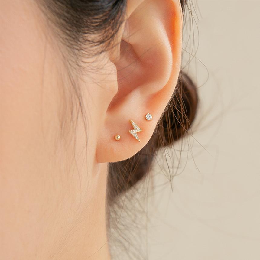 Lunne 14K Lightning Cubic Piercing (14K Gold) (Bar Thickness 1Mm) #Pib10
