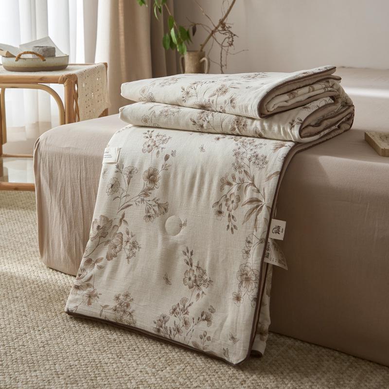2026 Spring/Summer French Chic Cotton Linen Cooling Quilt for Dorms and Homes