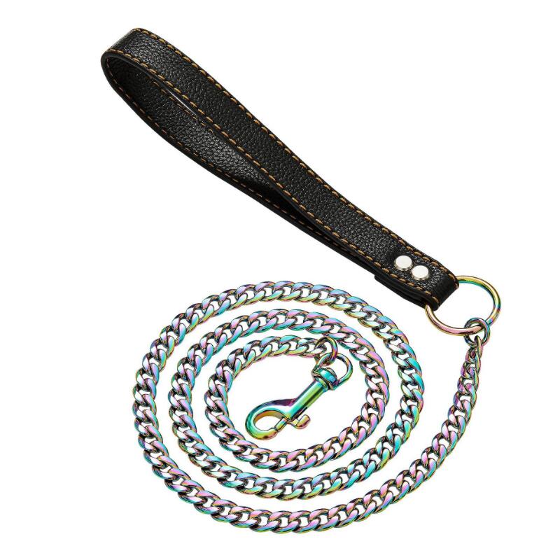 Ketten-Hundeleine Von LUFFWELL – Kombi Aus Metallkette & Nylon, Gepolsteter Griff, 1,8 M, Für Große & Mittelgroße Hunde