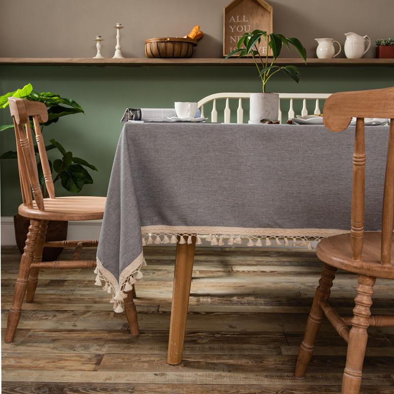 Tablecloth Solid Color Polyester Large Fringed Lace Geometric Rectangular Dining Table Coffee Table Tablecloth