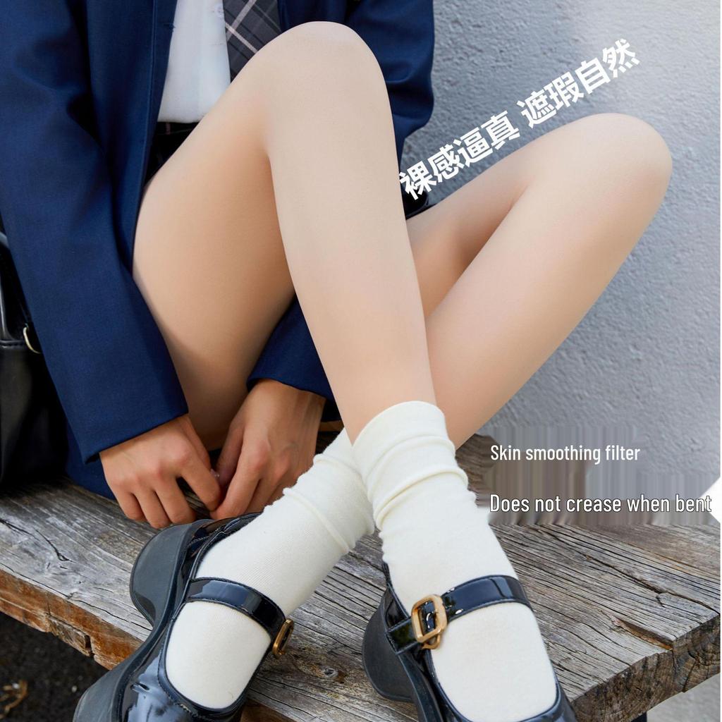 Double-Layer Sheer Tights: Thin for Spring/Autumn, Thick for Winter, Non-Pilling Natural Skin Tone Velvet Stockings.