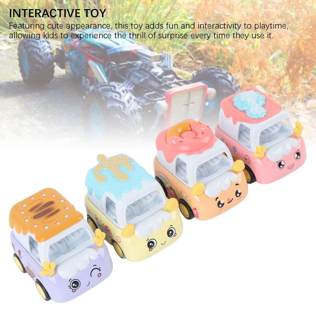 4 Pcs Pull Back Cars Adorable Cartoon Dessert Alloy Realistic Friction Powered Pull Back Trucks Toy Vehicles for Kids A Type