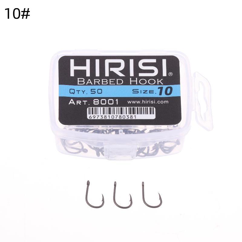 

Hirisi 50Pcs Ptfe Coated Carp Fishing Hooks With Eye Micro Barbed High Carbon Steel 8029 Fishing Accessories Spliceable Box 10