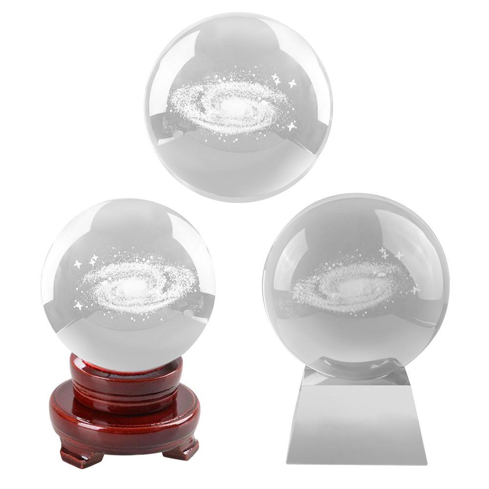 Crystal Ball with Stand Crystal Crystal Stand Galaxy 3D Crystal Ball Display Paperweight Fengshui Crystal Photography Glass Ball for Gift Prop Decoration Art Decor
