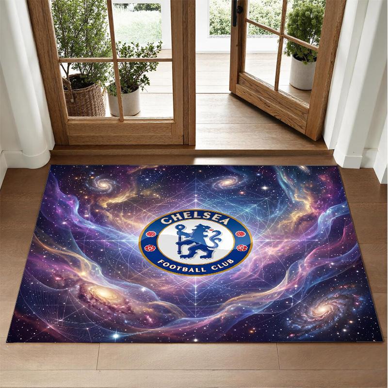 Chelsea FC Design Crystal Velvet Rug Soft Decorative Mat for Bedroom Entrance