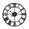 Nordic Retro Wrought Iron Wall Clock: Silent Round Roman Numerals for Living Room Decor
