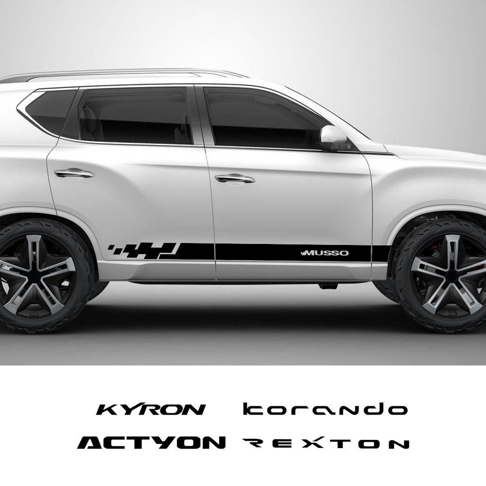BIA1 For SsangYong Rexton Korando Sports Tivoli Musso Kyron Actyon Car Door Side Stickers Automobile Wrap Decals Styling Accessories
